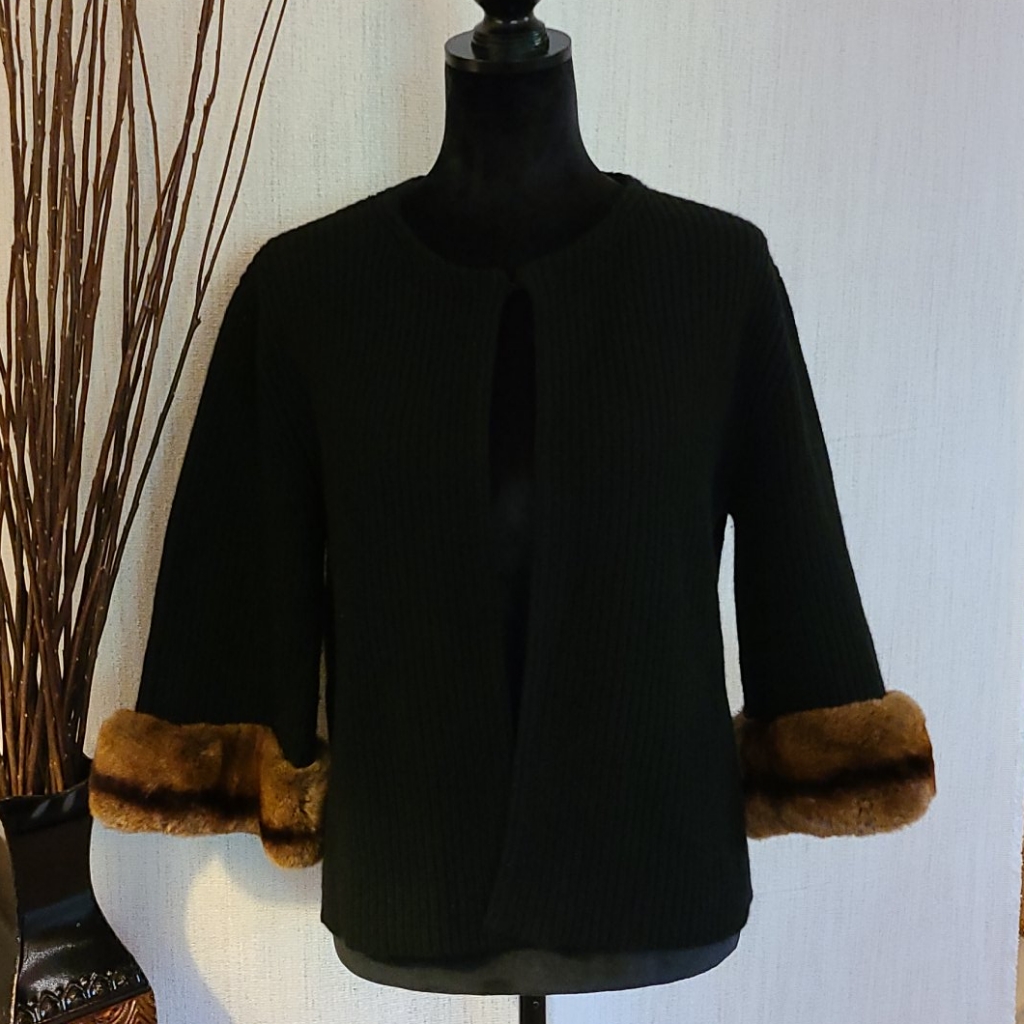 Neiman Marcus Cashmere & Rex Fur Cardigan